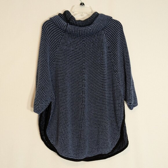 ANGEL APPAREL Black/Blue Cowl Neck Tweed Poncho Pullover Sweater; Size XS - Picture 4 of 6